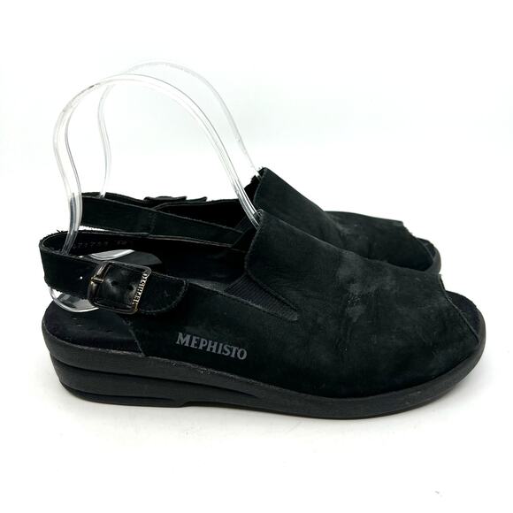 Mephisto Black Suede Open Toe Slingback Sandals Women's 8 US - Picture 3 of 9